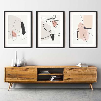 THE CONTEMPORARY DRAWINGS - SET OF 3 PRINTS IN BLACK FRAME